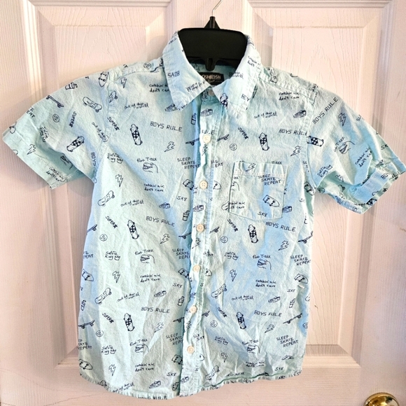 Osh Kosh Boys Skater Themed Button Down Shirt Size 10 - Picture 1 of 5
